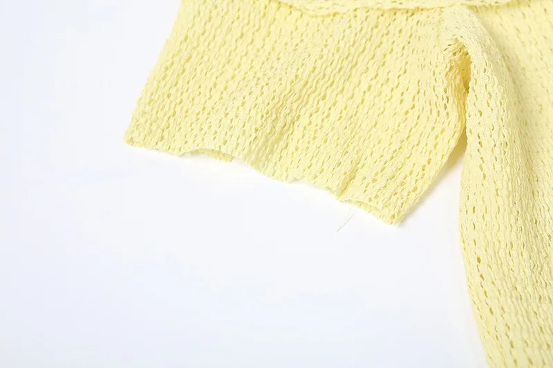 Yellow Ruffled Off Shoulder Short Dress