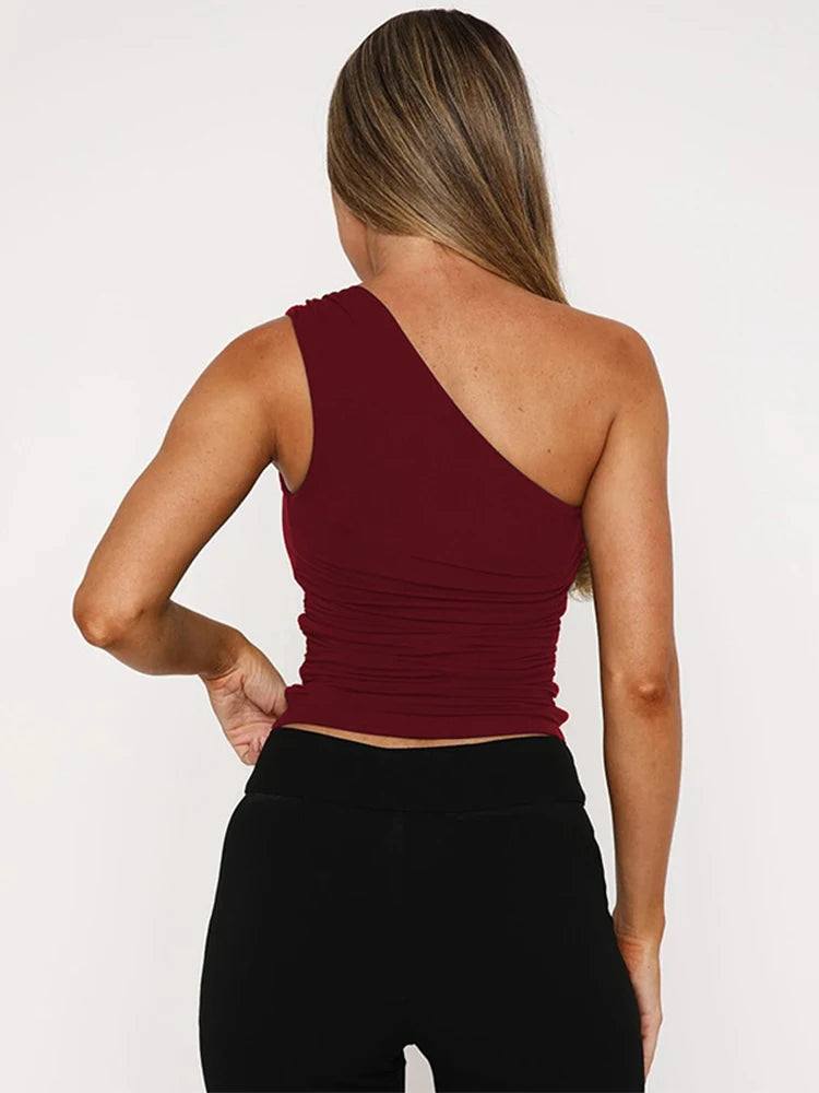 Pearl Patchwork Tank Top Skew Collar Backless Vest Spring Simple Classic