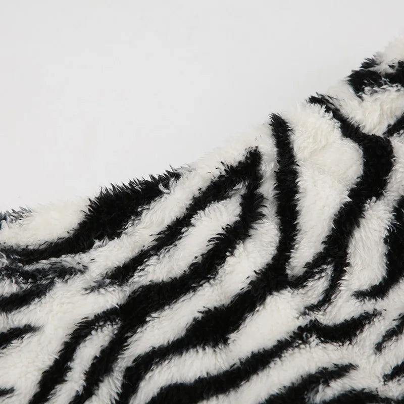 Zebra Stripes Faux Fur Bodycon Skirt