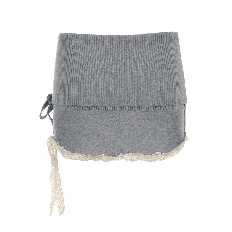 Preppy Button Lace Mini Skirts Bottoms Slim Bottoms