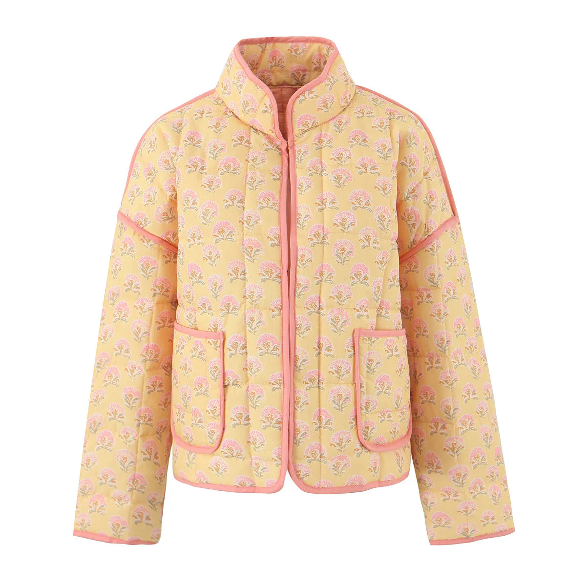 Yellow Cotton Floral Coat