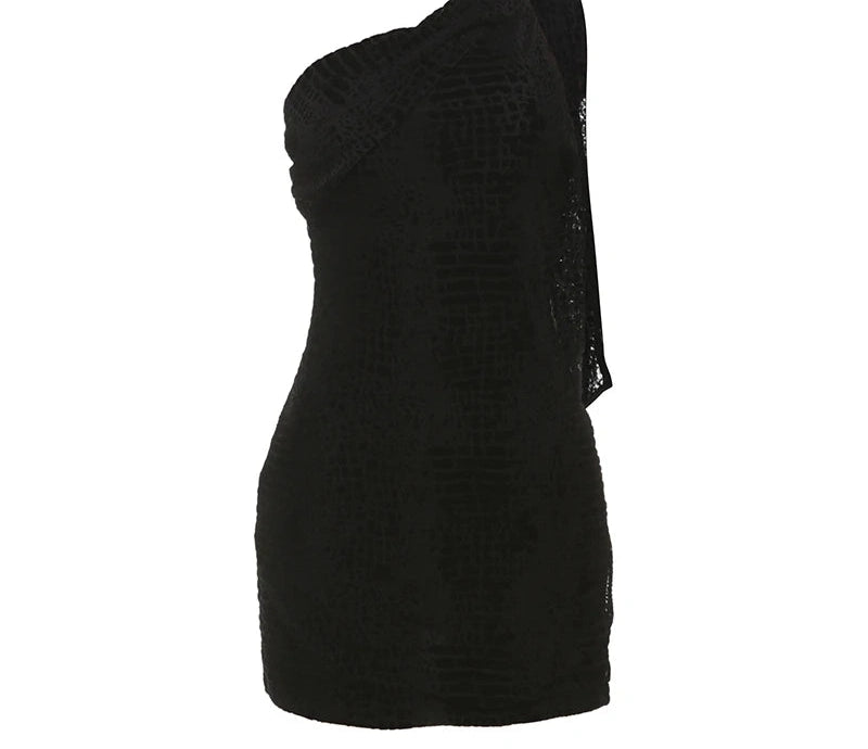 Skew Collar Dress Irregular Halter Scarf Backless Sleeveless Mini Bodycon