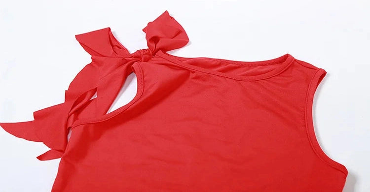 Halter Lace-up Two Pieces Sets Spaghetti Strap Camisole Hip Slim Mini Skirt Dress Suit