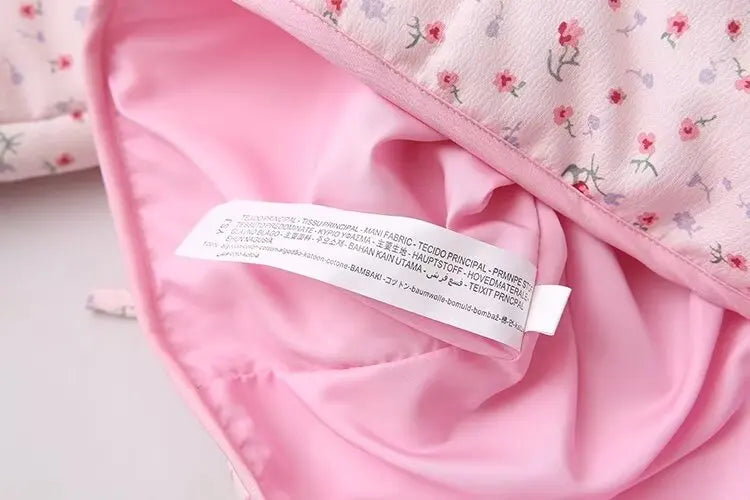 Pink Floral V Neck Cotton Jacket
