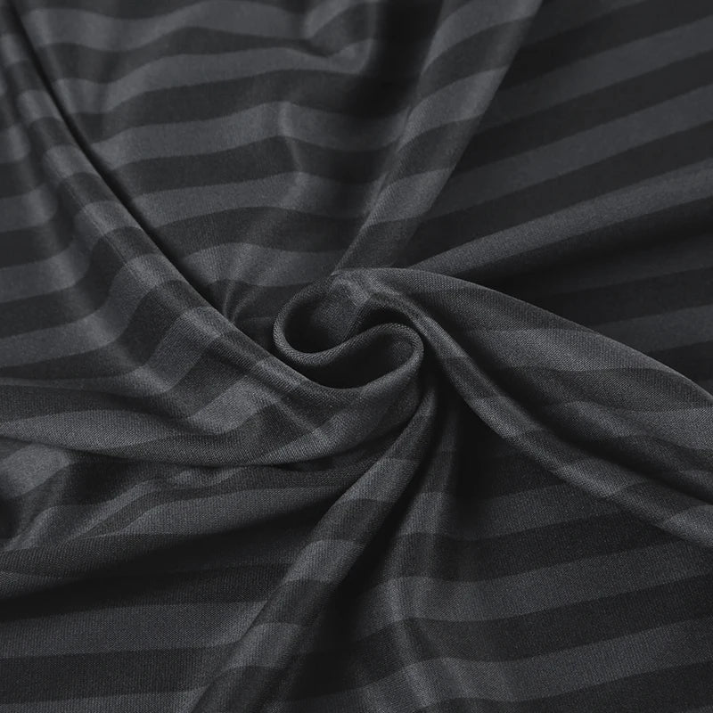 Striped Print Loose Tee Shirts Long Sleeves Botton Top