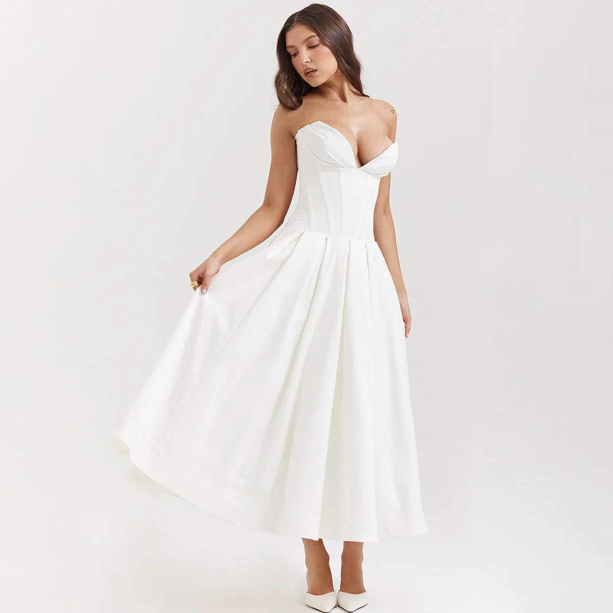 Strapless mal Occasion Dress Midi Dresses Red Wedding Guess Dress