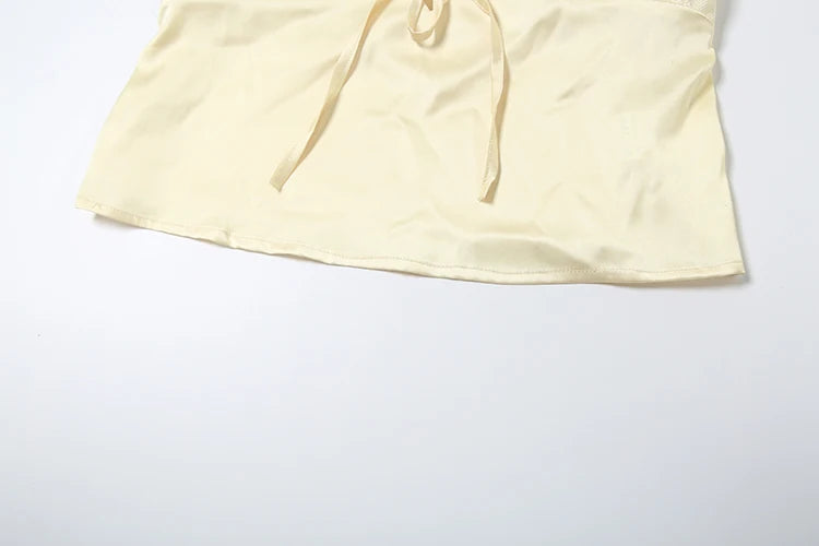 Mesh Patchwork Camisole Shirring Low-Neck Backless Tank Top Street