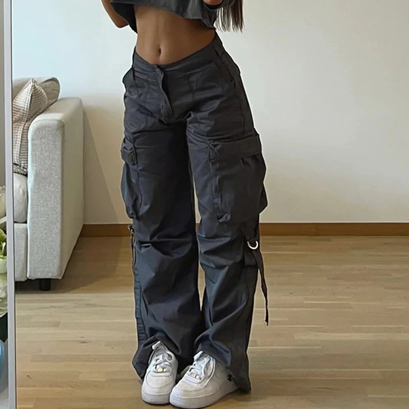 Joggers Cargo Pants Pockets Baggy Trousers Loose Grunge Paracute Trousers