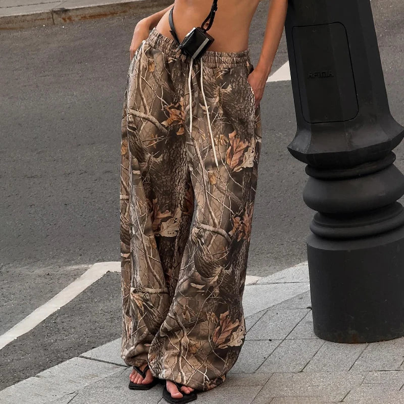 Graphic Baggy Pant Drawtring Looe Bottom Trouer