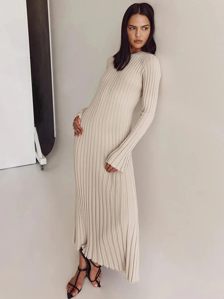 Knit Patchwork Loose Maxi Dress
