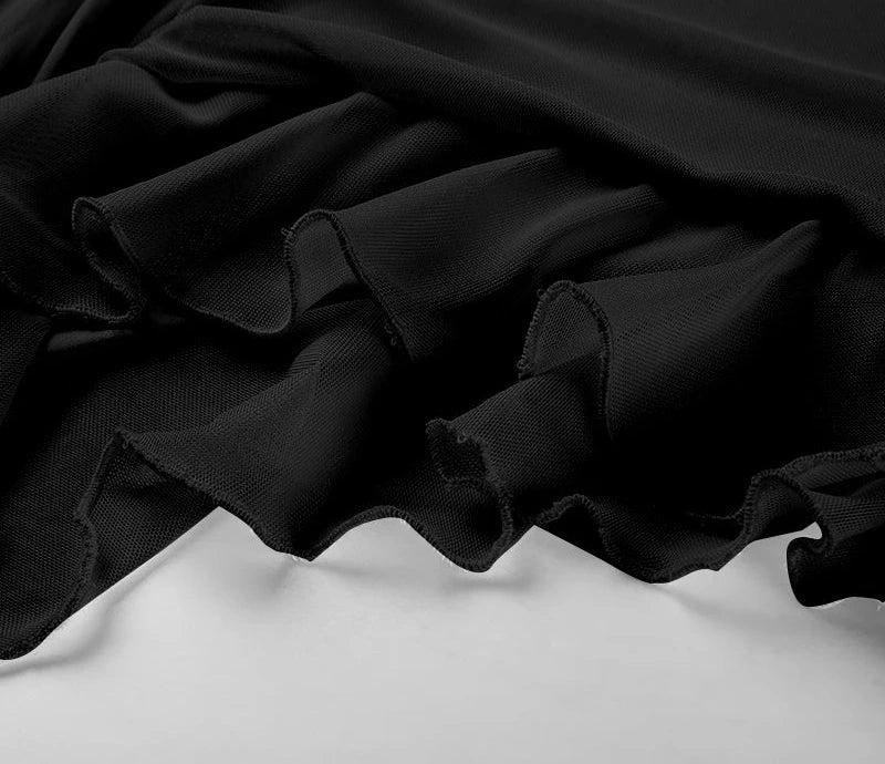 Hollow Out Mesh Dress Ruffles Slash Neck Sleeveless Maxi Dress