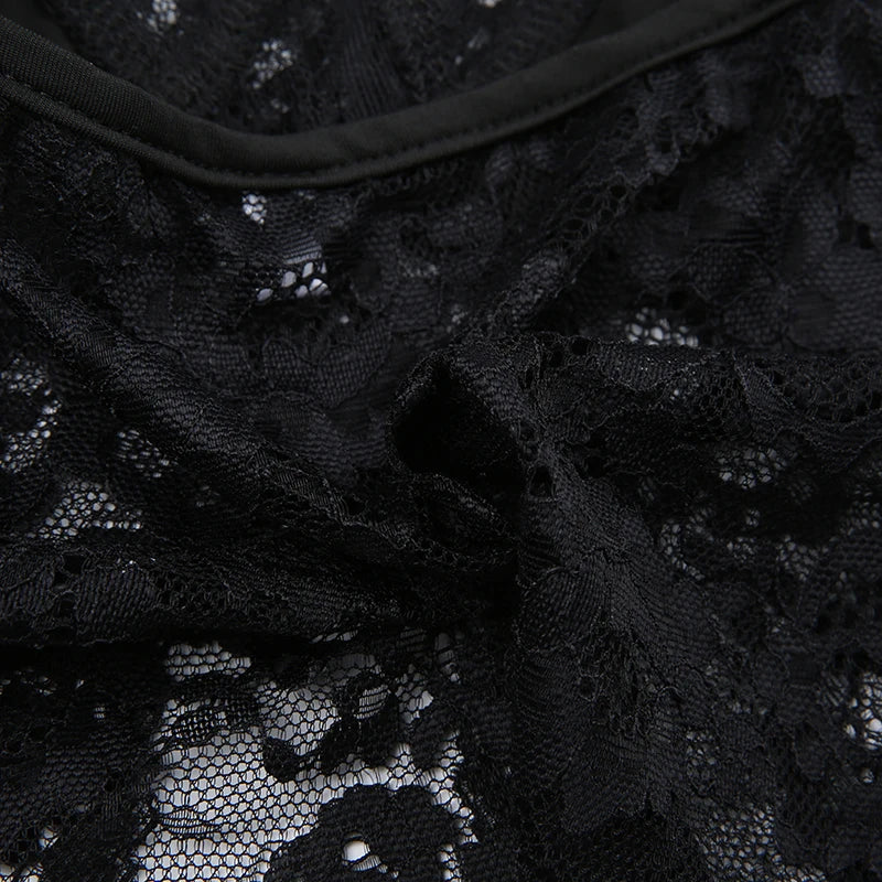 Transparent Lace Bustiers Backless Gothic Camis Spaghetti Strap Grunge Top