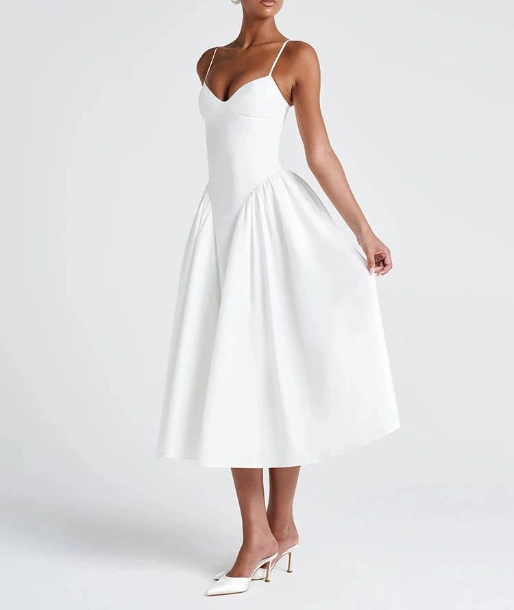 Low-Neck Dress Large Hem Halter Backless Skinny Banquet