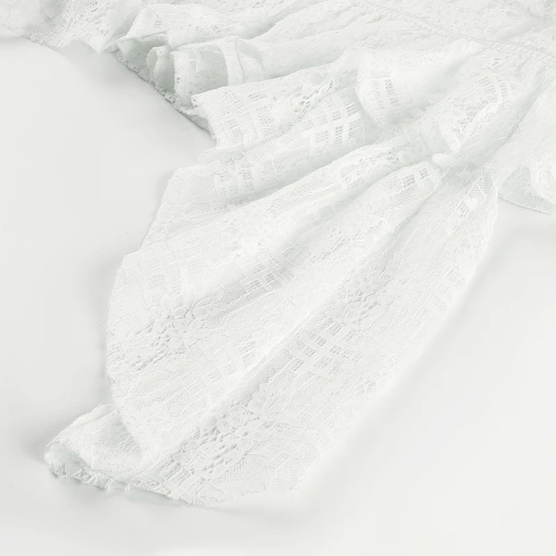 White Lace Irregular Skirt Fairycore A-line Mini Skirts Chic Bottom Y2K