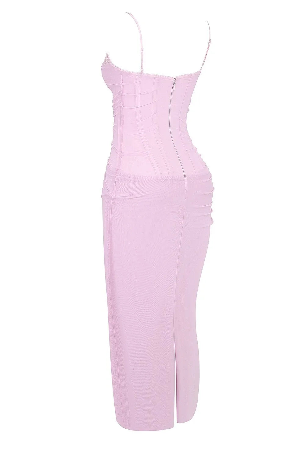 Spaghetti Strap Mesh Patchwork Double Layered Dress Bodycon Zipper Dress