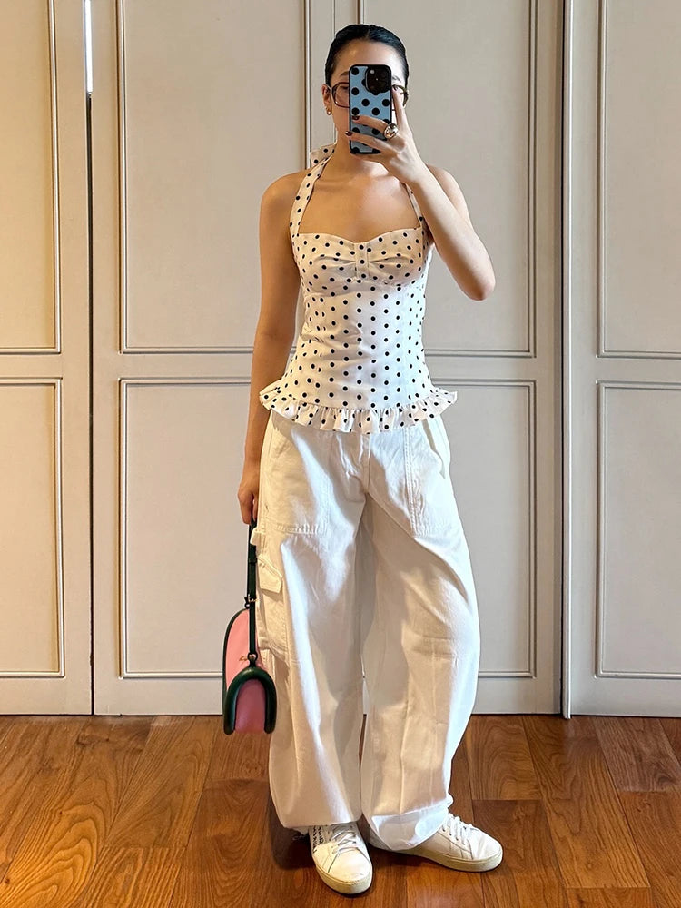 White Polka Dot Top