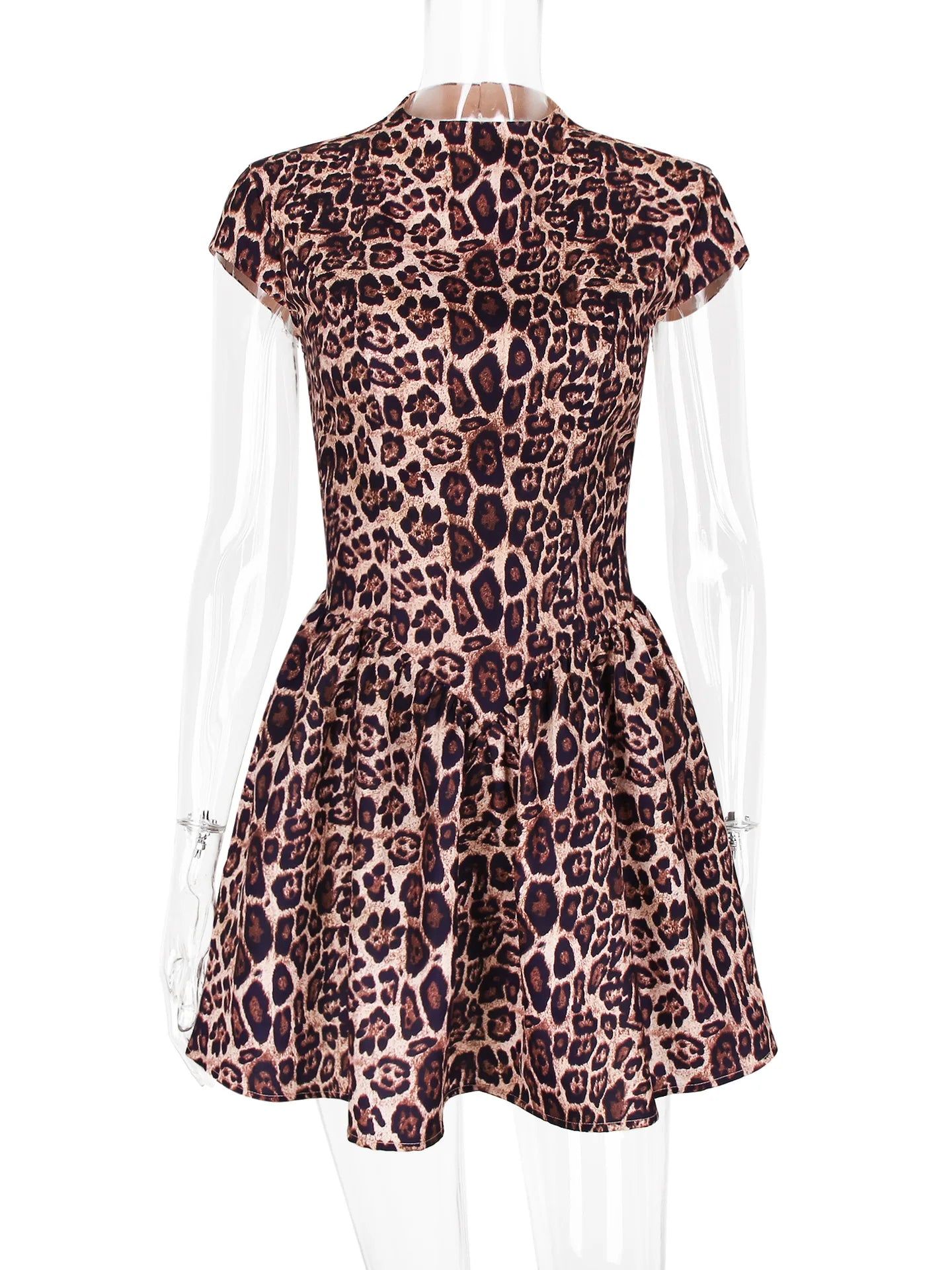 High-end Leopard Backless Dress Sweet and Spicy A-line Dresses