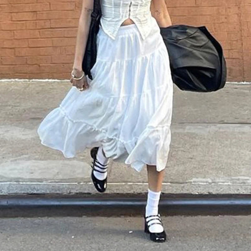 Boho A-line Skirts Loose Bottoms Skirts