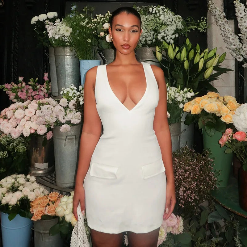 White Backless Mini Dress