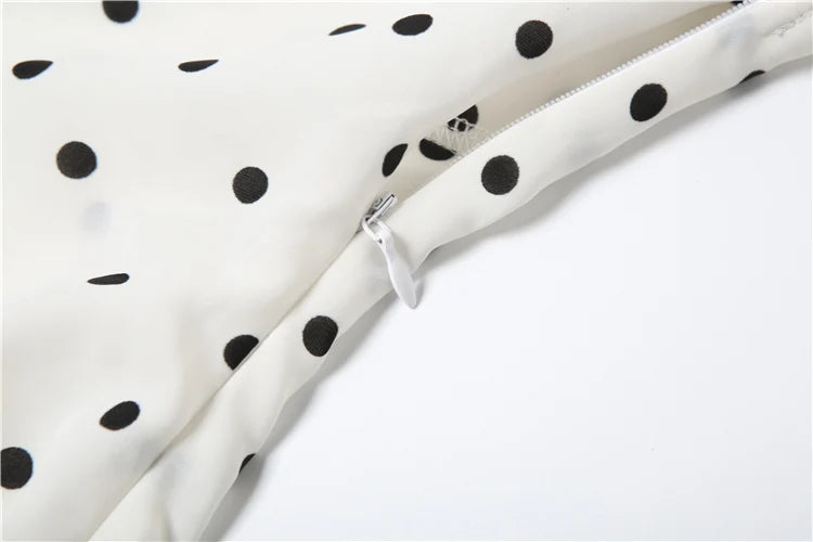 Polka Dot Print Dress Swing Collar Irregular Hem Ruffles Sleeveless Backlesssee Through Skinny Street Mini Bodycon
