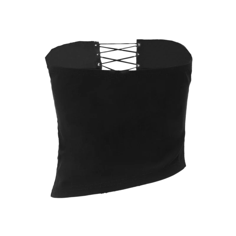 3D Flower Cross Corset Bra Y2k Soild Irregular Sleeveless Tank Top for Street