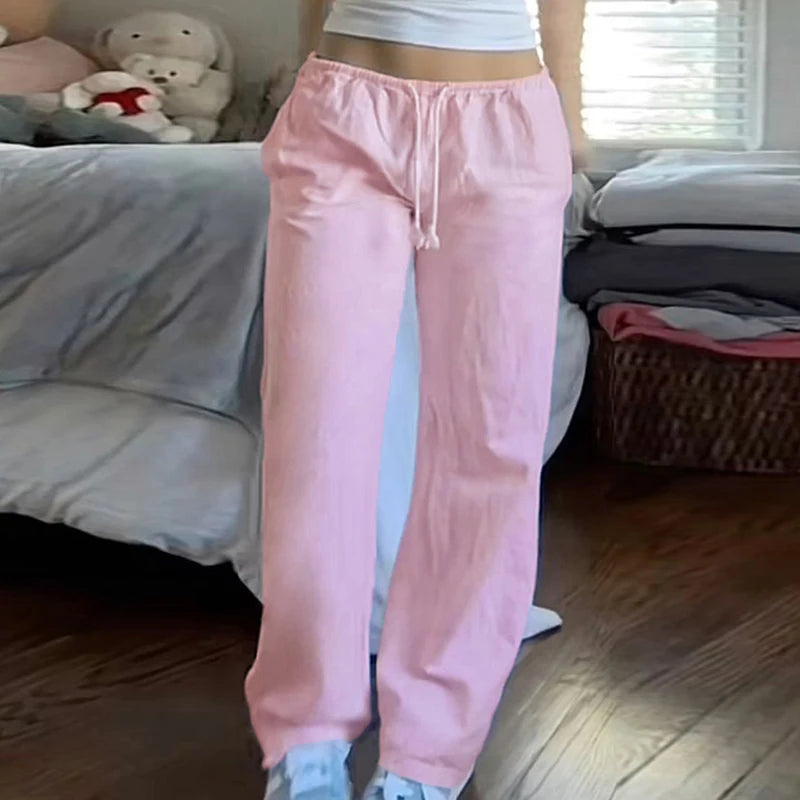 Loose Sweatpants Joggers Pink Trousers Retro Pants