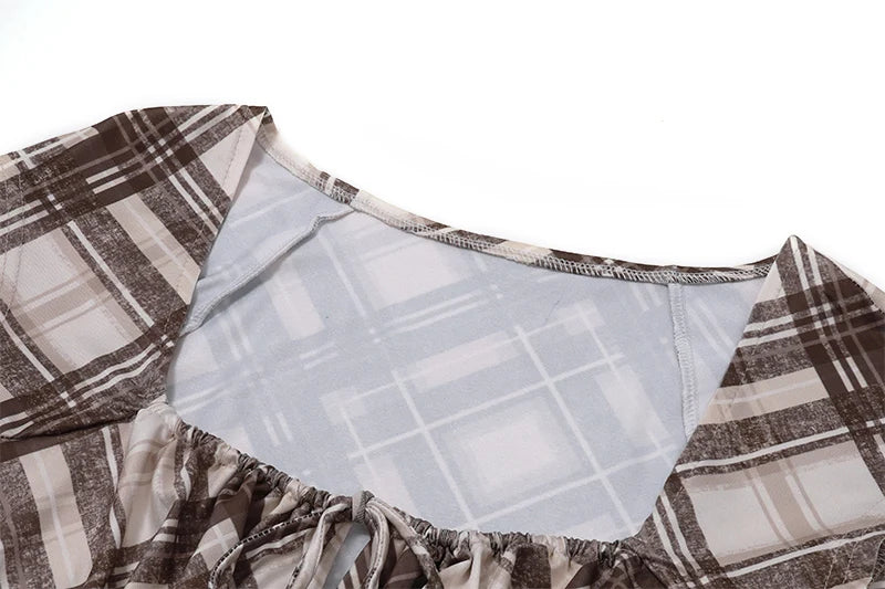 Brown Plaid Slim Top