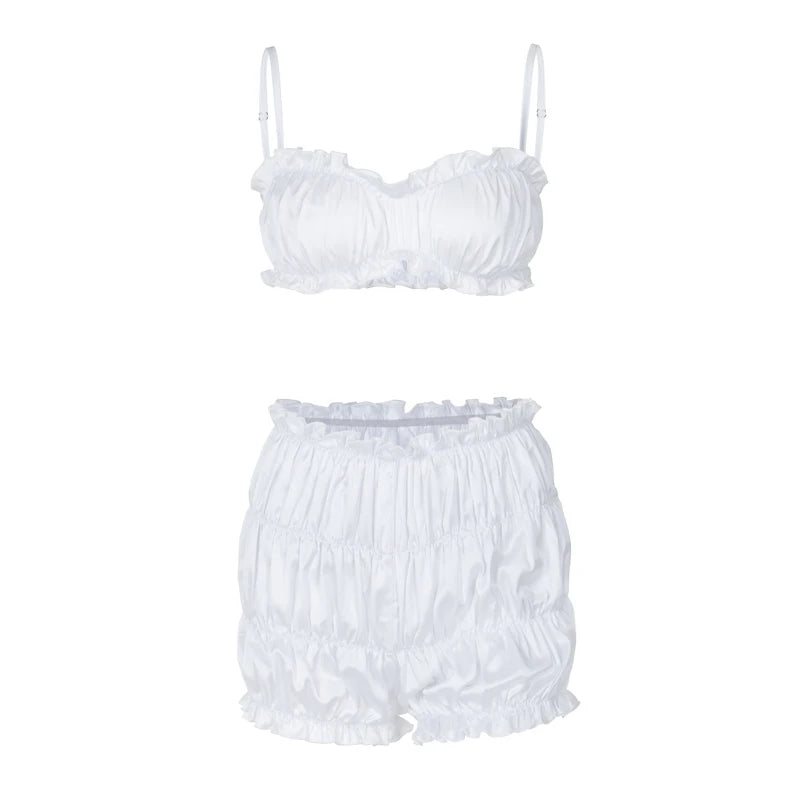 Ruched Slim Top Shorts Two Piece Set