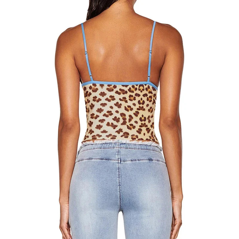 Leopard Sleeveless Backless Top