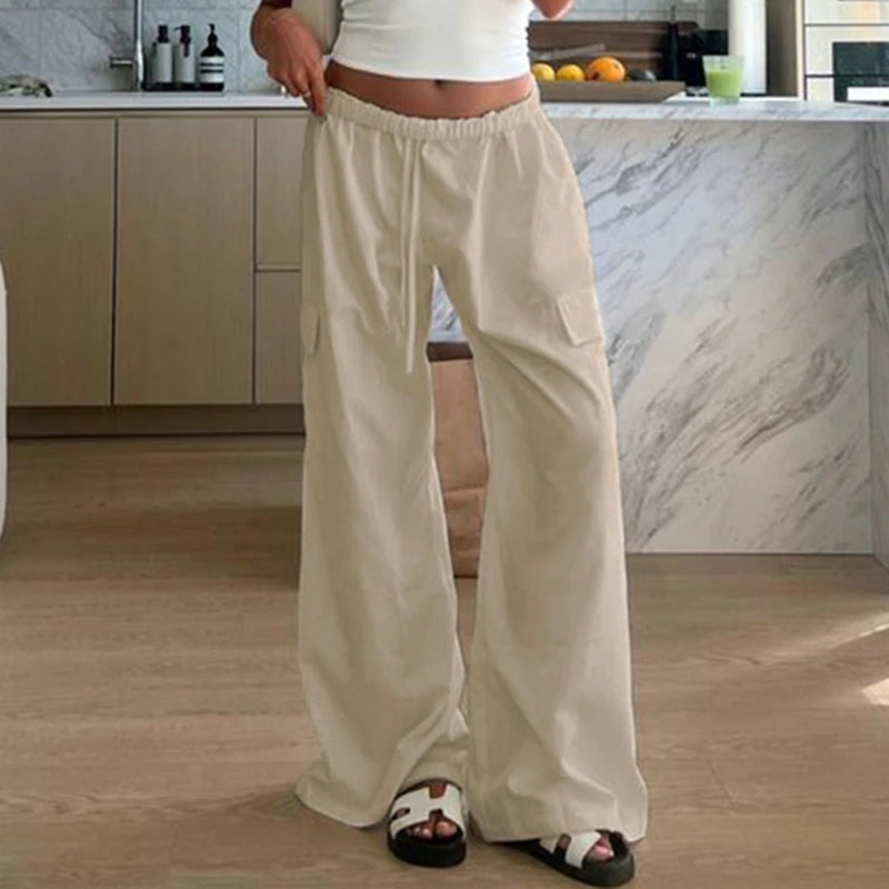 Joggers Cargo Pants Drawstring Wide Leg Trousers 's Bottoms