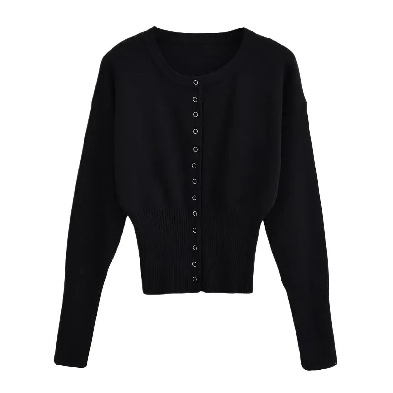 Knit Cardigan Top Ribbed Patchwork Slim Cropped Inner Top Knit Cardigan Out