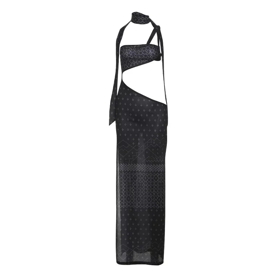 Waistless Chest Maxi Dress Stunning ed Sheath Long Scraf High Split Maxi