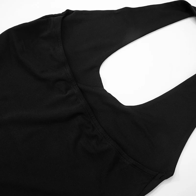 'S Spring And Color Low Cut Backless Irregular Fit Hanging Neck Camisole Short Top