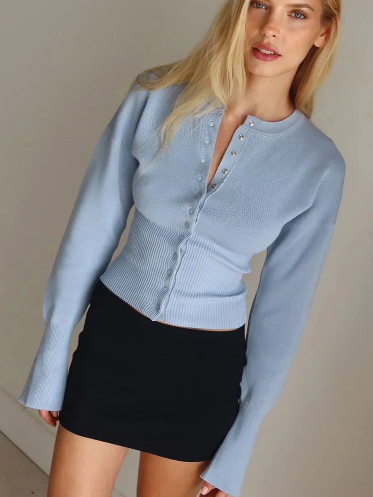 Knit Cardigan Top Ribbed Patchwork Slim Cropped Inner Top Knit Cardigan Out