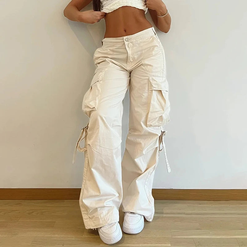 Joggers Cargo Pants Pockets Baggy Trousers Loose Grunge Paracute Trousers