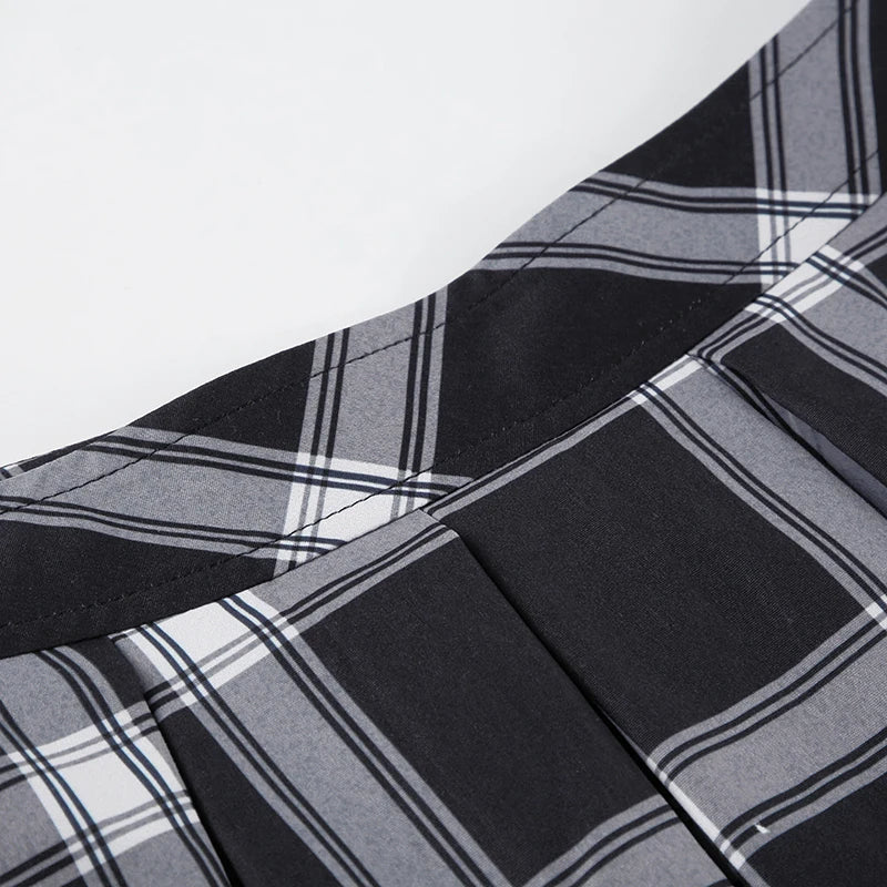 Plaid Folds Mini Skirts Preppy Low Waisted Bottoms