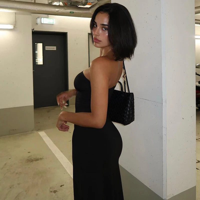 Black Strapless Long Sleeve Bodycon Maxi Dress