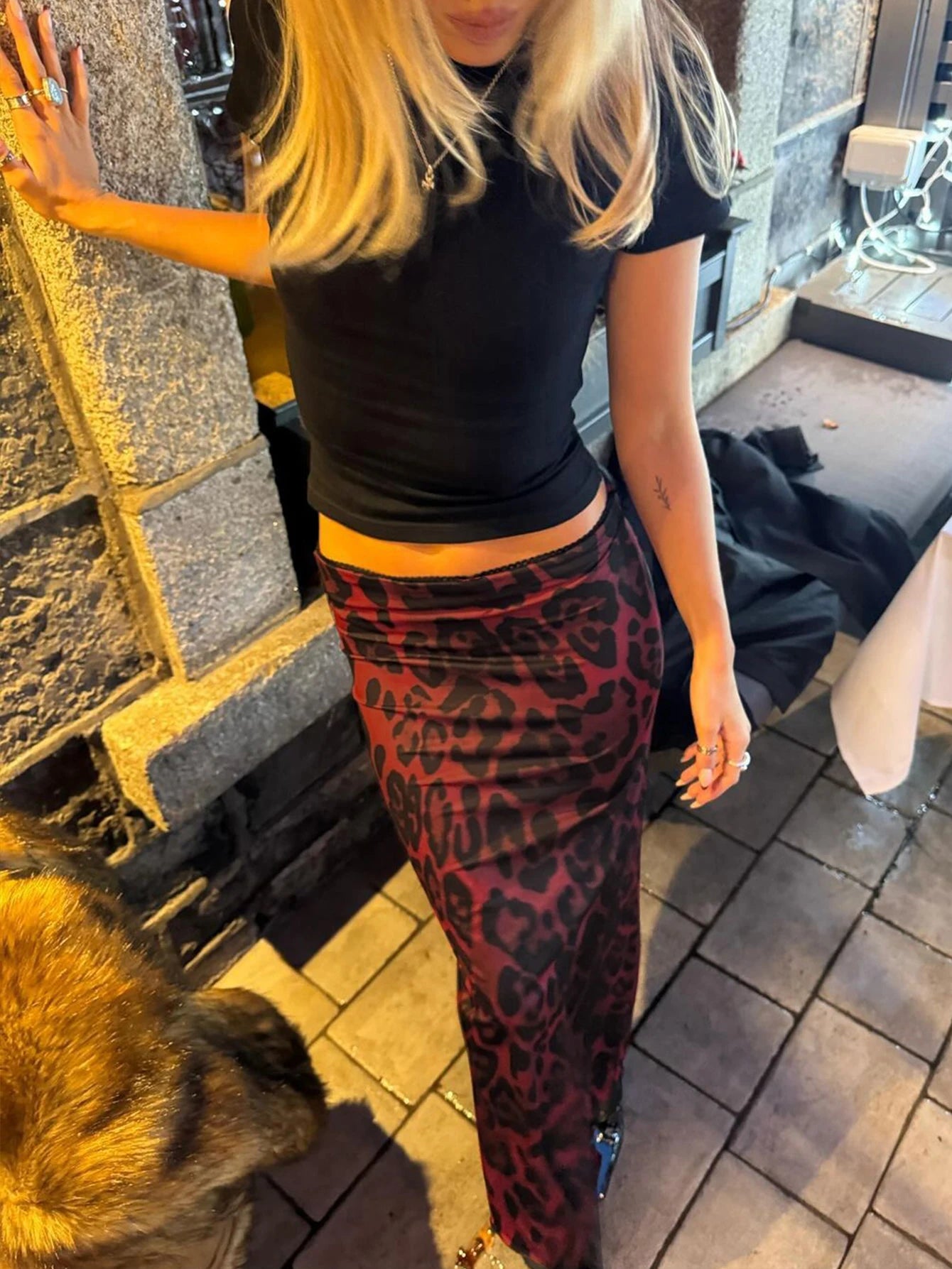 ’S Leopard Slim Maxi Skirt Bodycon Skirt