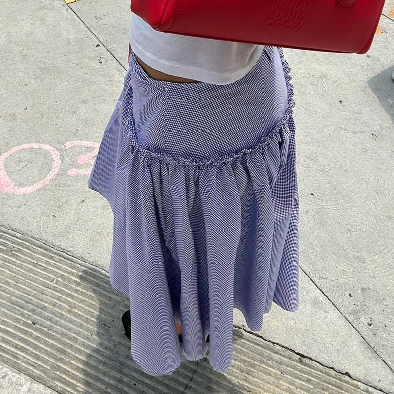 90s Ruffles Coquette Low Waist Loose Midi Skirt