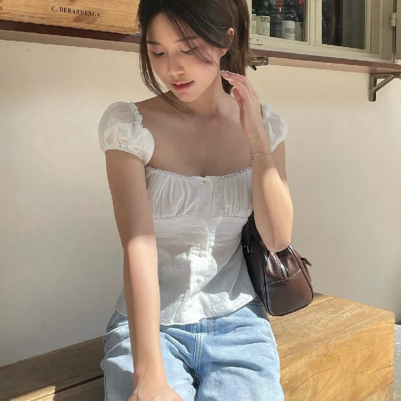 White Raglan Sleeve Button Vest
