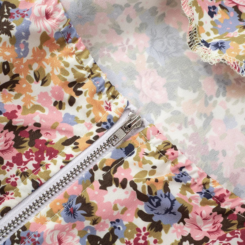 Floral Backless Pleated Two Piece Set