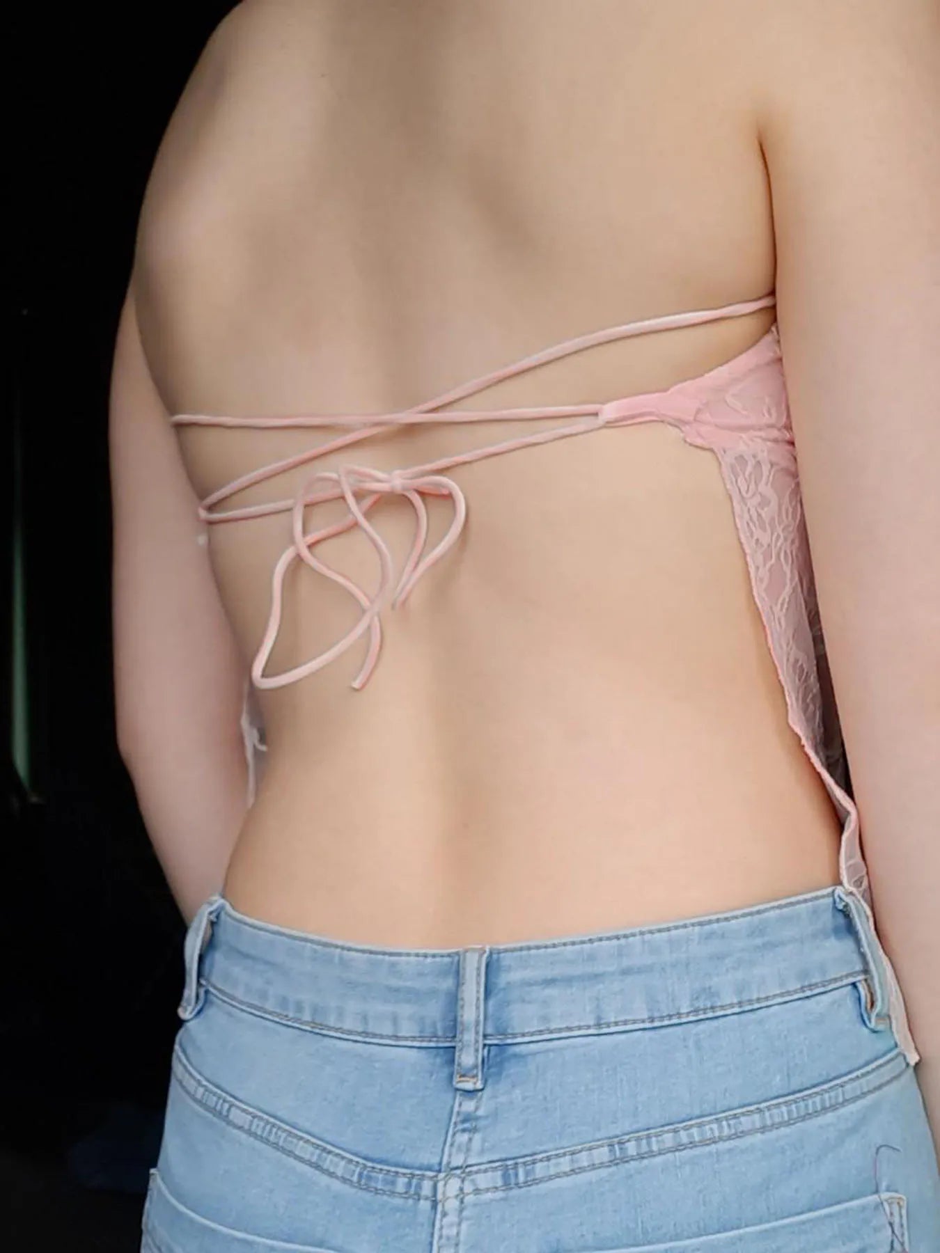 Lace Camisole Backless Lace-up Retro See-through Bustiers Fairycore Halter Neck Top