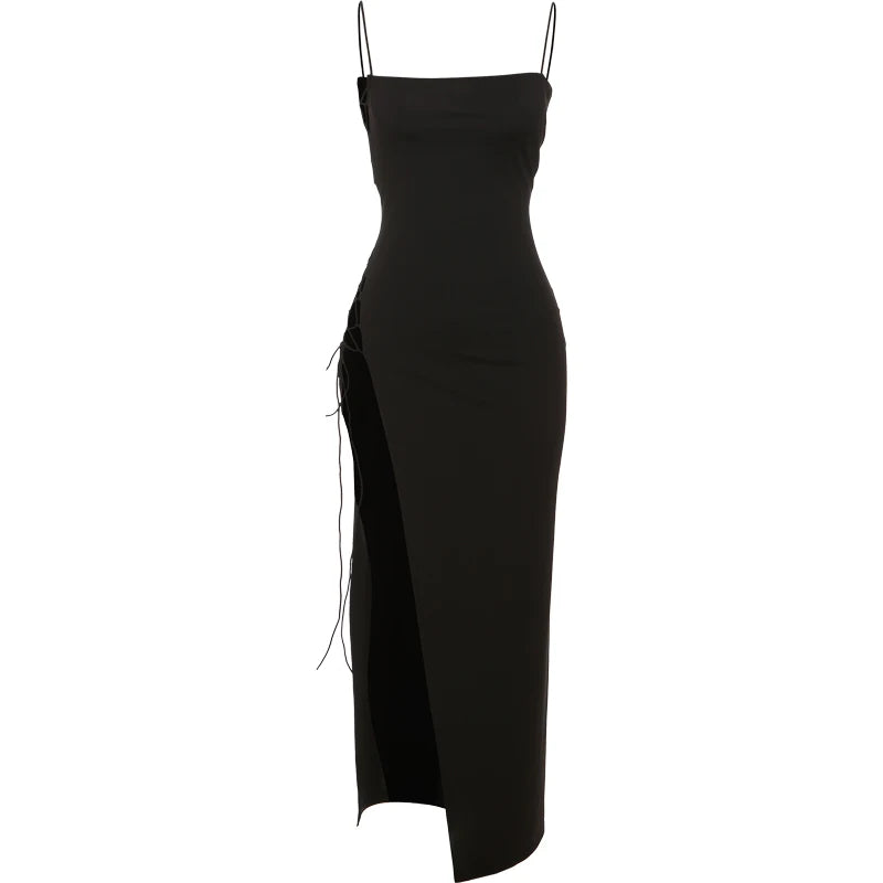 Dress Camisole Side Split Shirring Sleeveless Maxi Bodycons