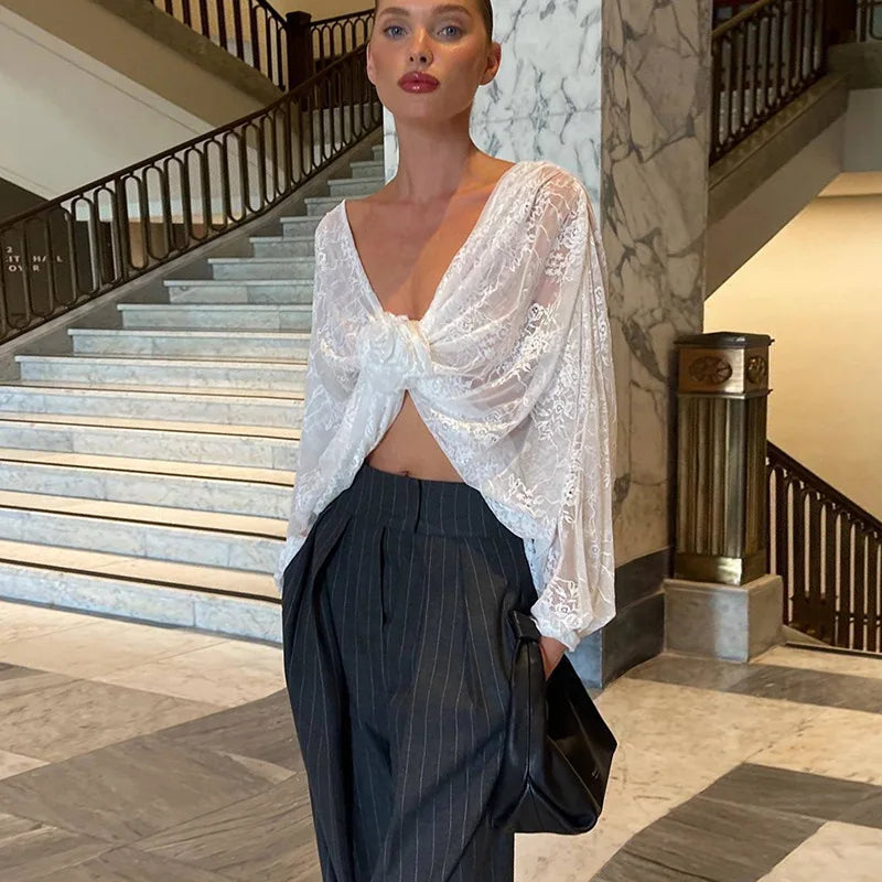 White Floral Lace Top