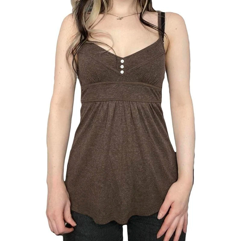 Sleeveless Lace Up Top Kawaii Backless Buttons ing