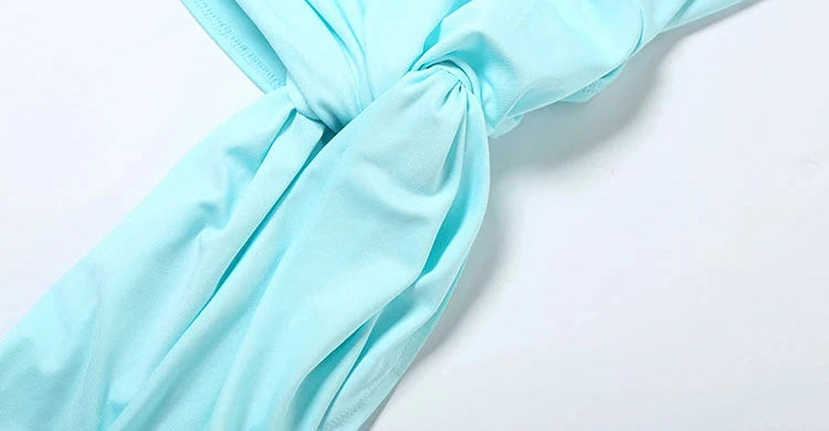 Side Split Dress Multilayer Knot Ribbon Halter Swing Collar Backless Sleeveless Two Ways Bodycon