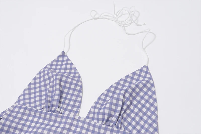 Backless V-Neck Top With Scarf