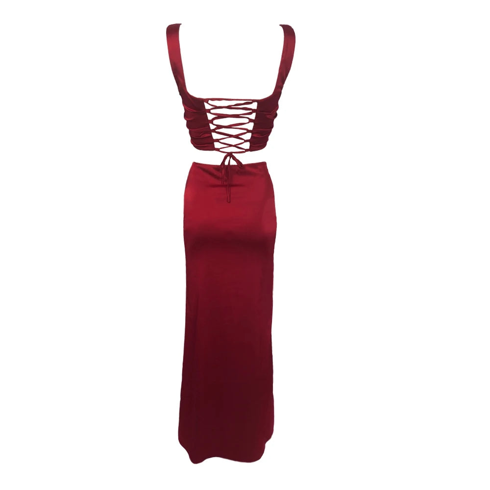 Wine and Beautiful s Dress Corset Cropped Top and Skirt 2 Piece Set Christmas in Dress