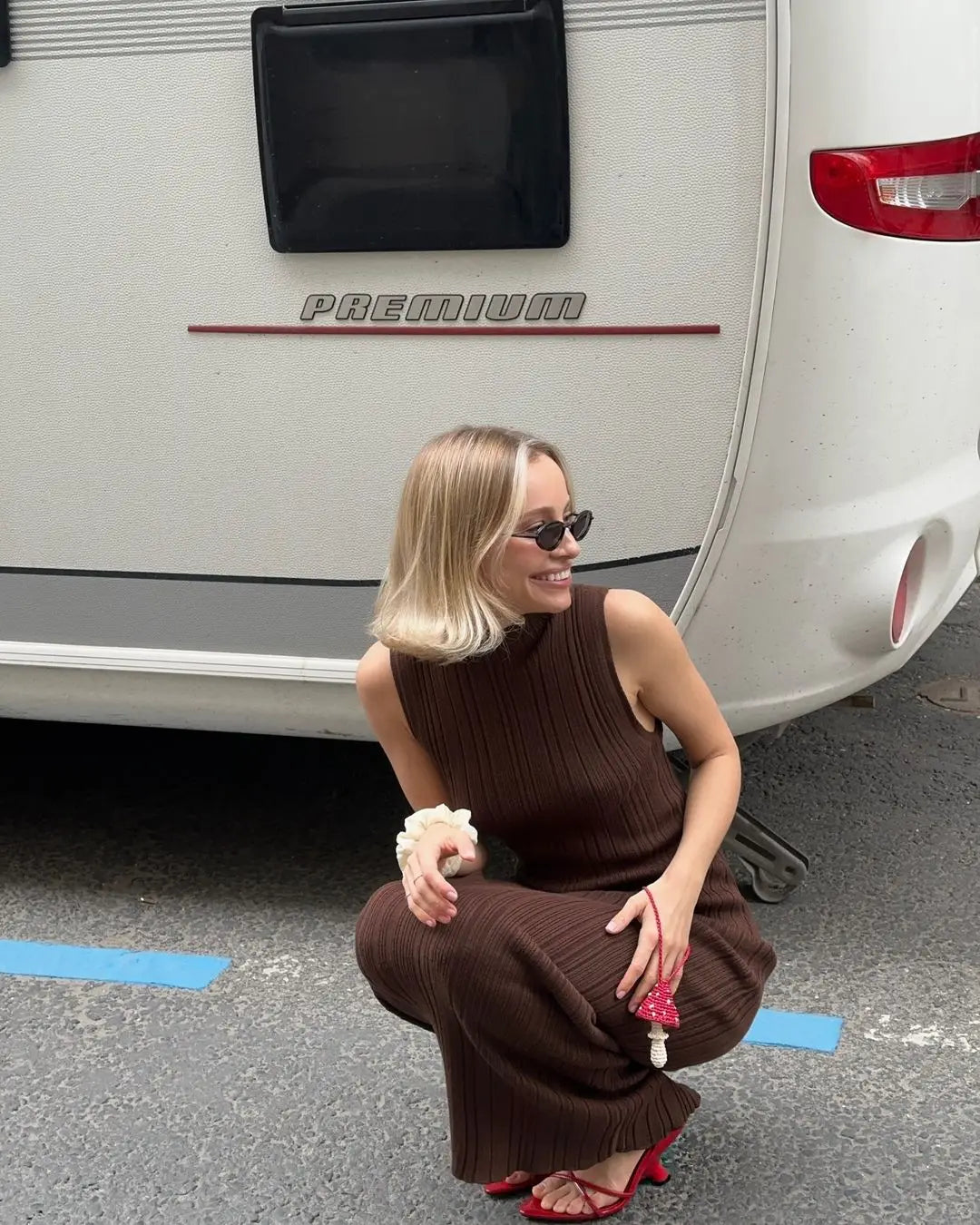 Sleeveless Knit Turtleneck Long Dress Slim Ribbed Knit Dress Maxi Dress