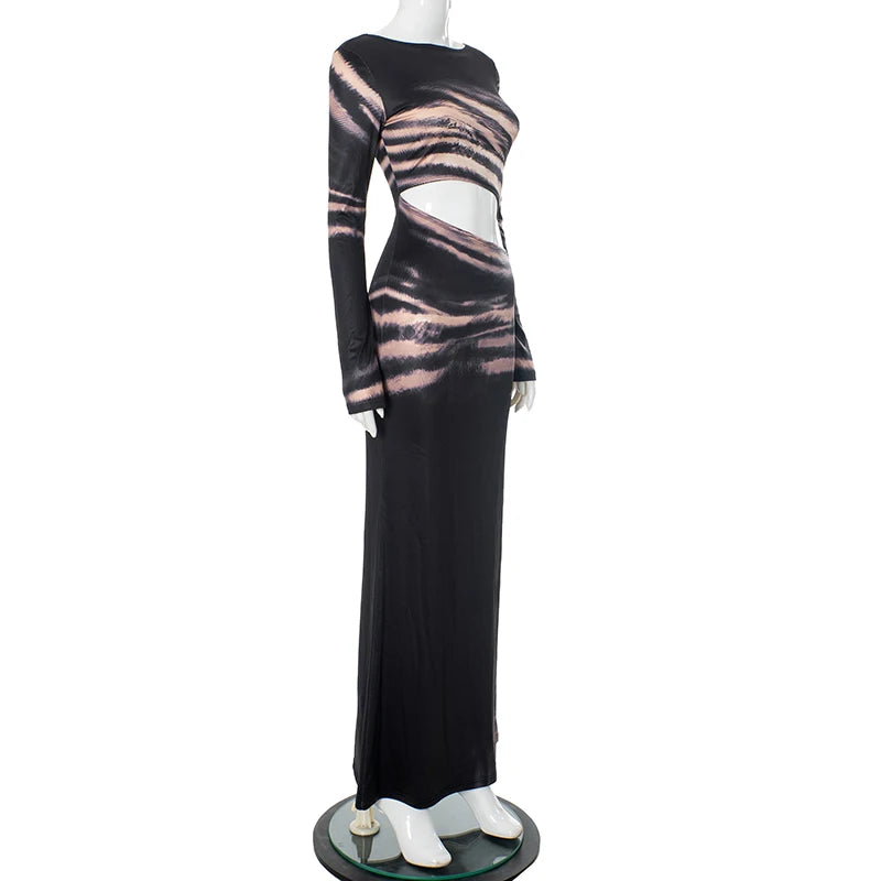 Twill Wait Hollow Out Skeleton Package Hip Skintight -Wait Dress